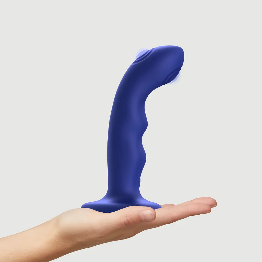 Вібратор Strap-On-Me Tapping Dildo Wave M 15.7 см синій - фото 2