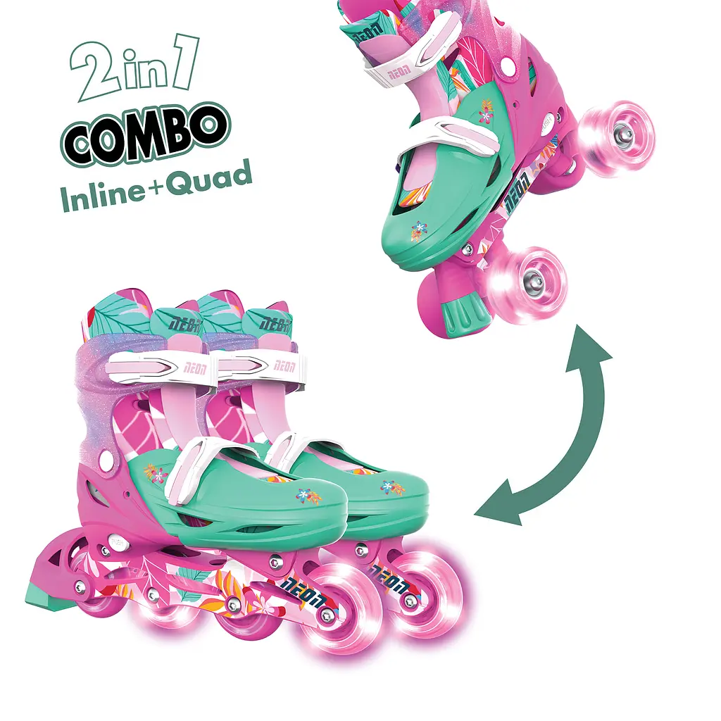 Роликовые коньки Neon Combo размер 34-37 цветы (NC49F4) - фото 2