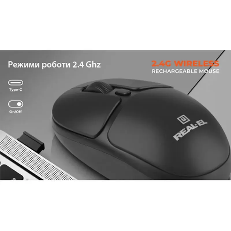 Мишка REAL-EL RM-335W Wireless Black (EL123200055) - фото 12