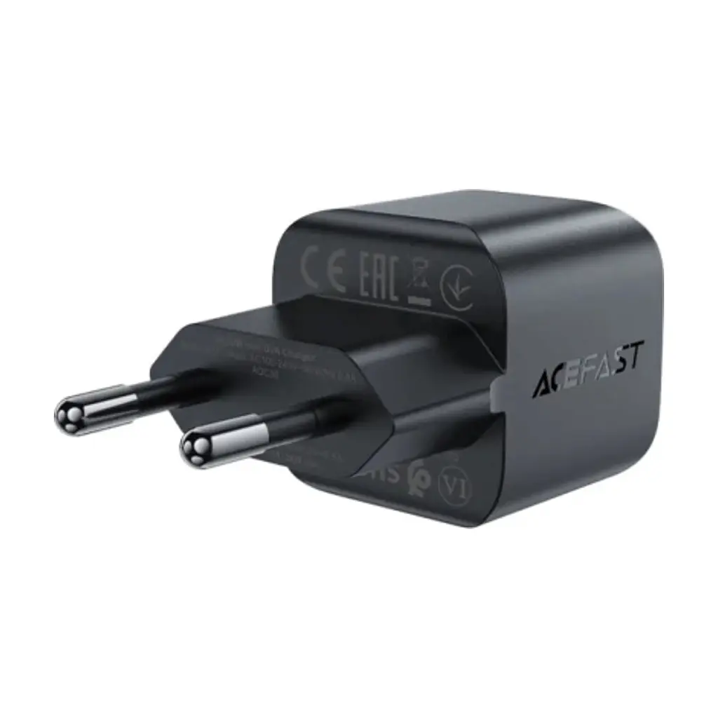 Зарядний пристрій Acefast USB-C 30W Gan A77 mini Fast Charger Black (6974316282662) - фото 9