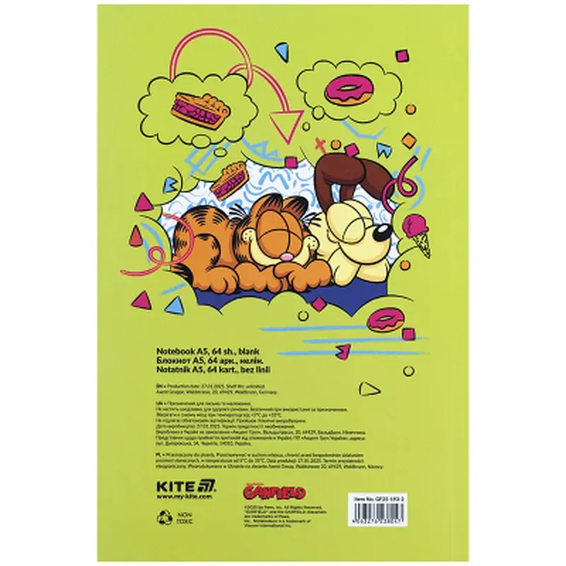 Блокнот Kite Garfield 2 А5, термобіндер, 64 аркуші, нелінований (GF25-193-2) - фото 3