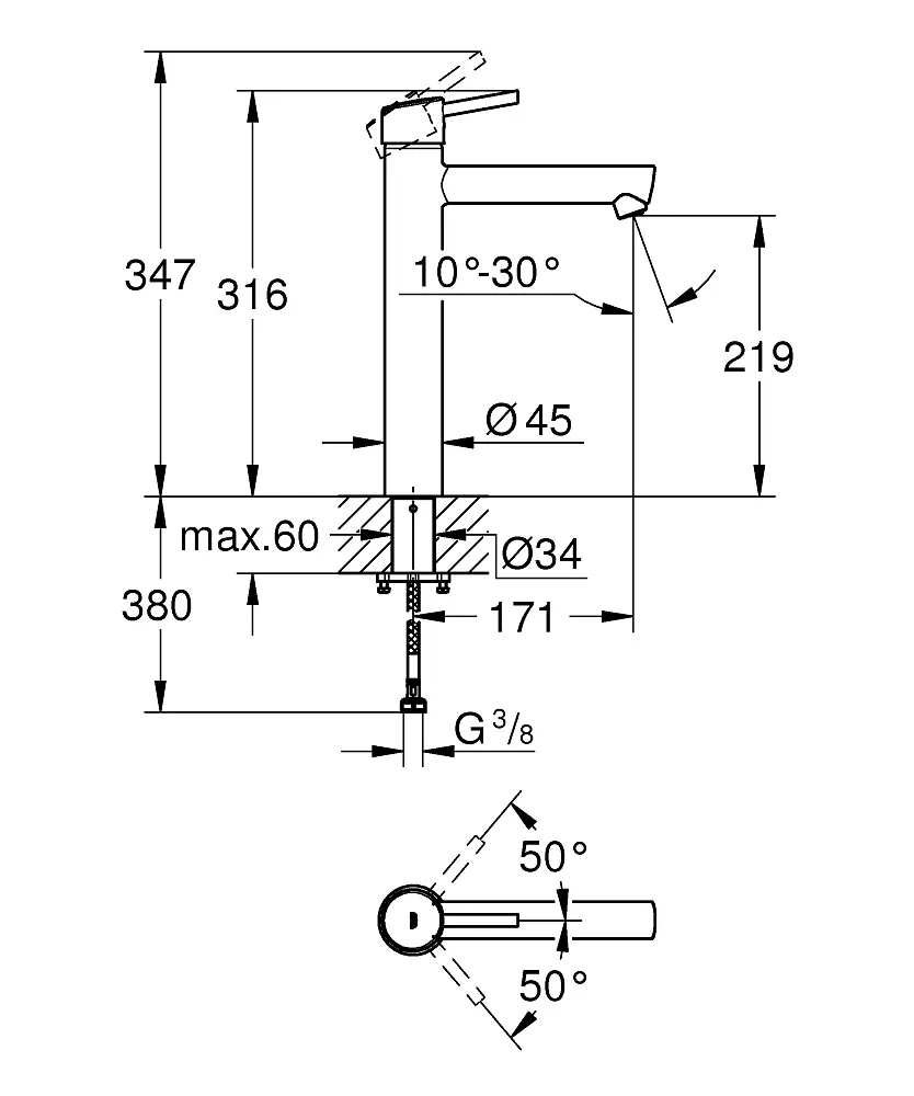 Смеситель для умывальника XL-Size Grohe Concetto 23920001 Хром - фото 4