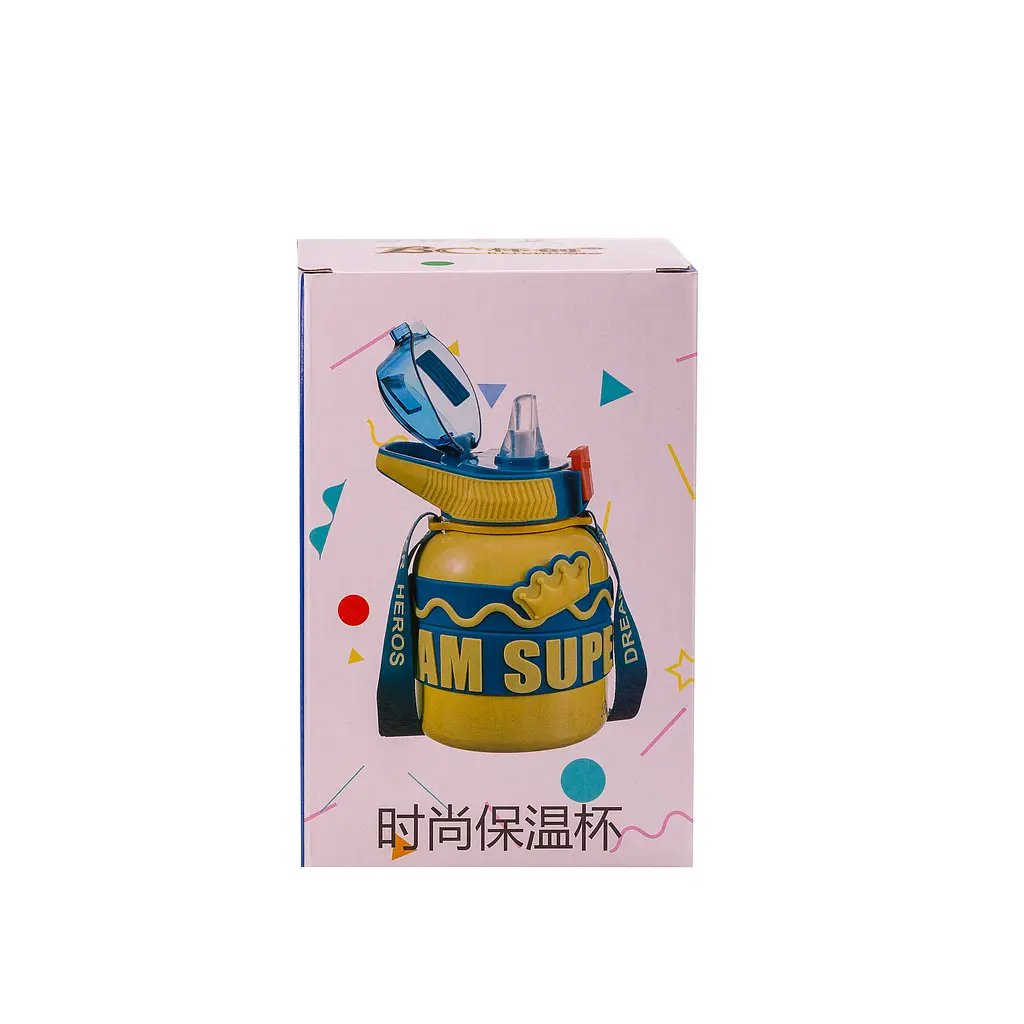 Термос детский Happy Life Super Hero Dream HPGM8852Y с ремешком 560 мл, желтый - фото 4