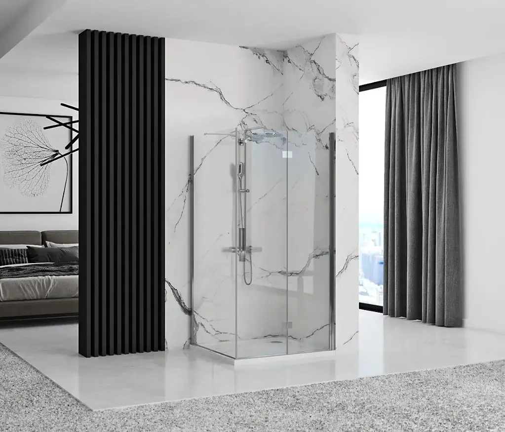 Душова кабіна Rea Molier 80x100 хром REA-K8534 + REA-K6371, Хром, Універсальна, прозорий - фото 3