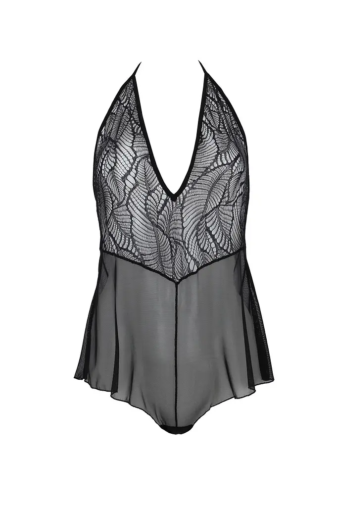 Боді Passion LEAFA BODY black, L/XL, на зав'язках, м'яка чашка, низ у вигляді шортиків - фото 3