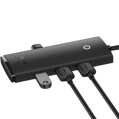 Хаб USB Baseus Lite "4-in-1", Black, Type-C 3.0 - 4xUSB 3.0, кабель 1 м, додаткове живлення через Type-C порт (WKQX030401) - фото 3
