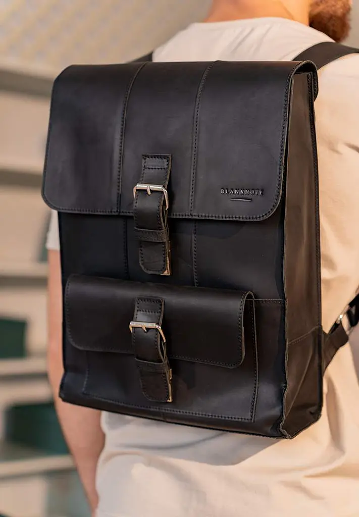 Шкіряний рюкзак Brit чорний Crazy Horse - фото 2