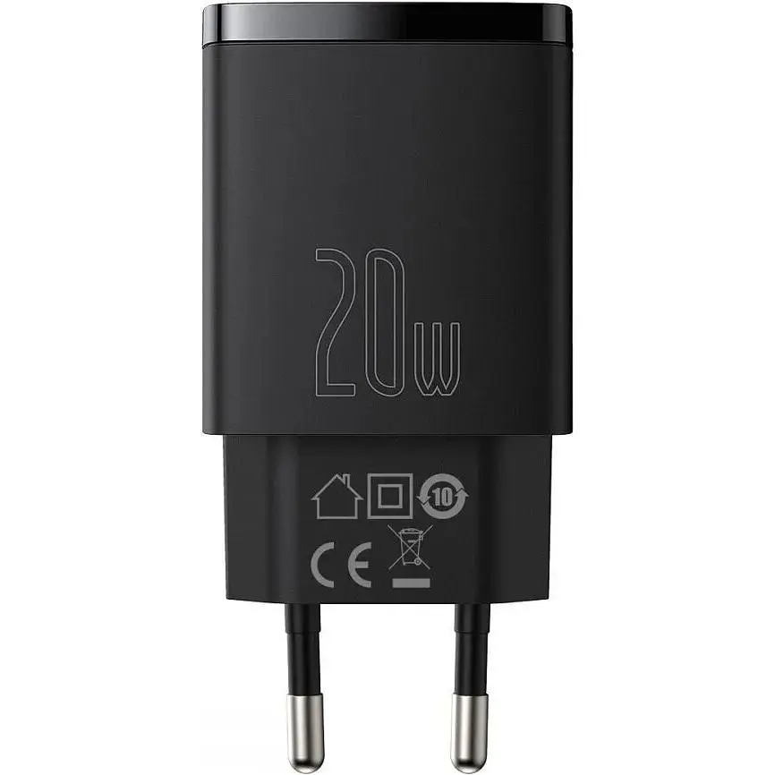 Зарядний пристрій Baseus Compact Quick Charger U+C 20W EU black (CCXJ-B01) - фото 3