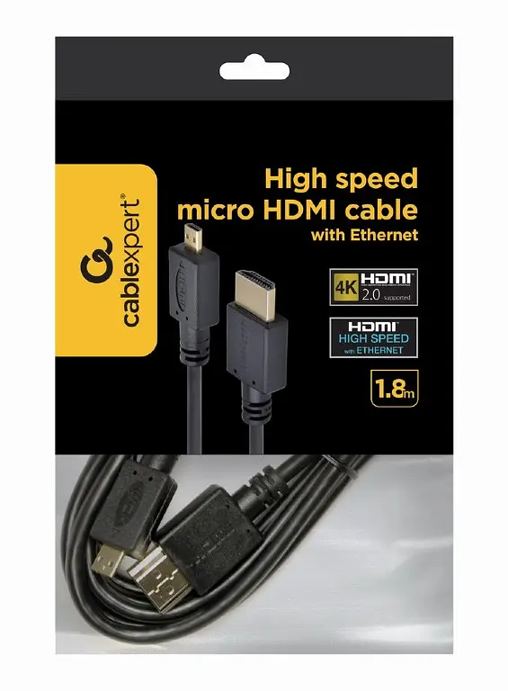 Кабель Cablexpert CC-HDMID-6 HDMI-microHDMI v.2.0 1.8м Black - фото 4