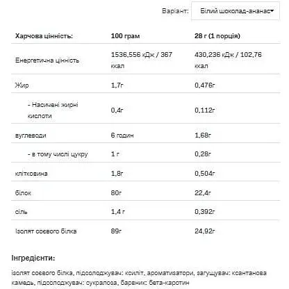 Протеїн Allnutrition Soy Protein White Cholocate Pineapple 500 г - фото 2