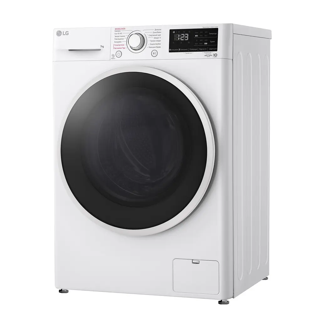Пральна машина LG фронтальна 7 кг 1200 A+++ 48 см дисплей пара інвертор білий - фото 5