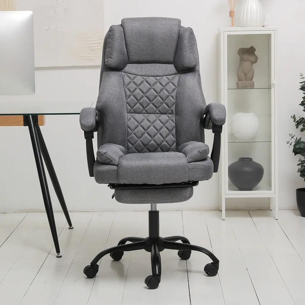 Крісло комп'ютерне DEXON ELITE з тканини з підставкою для ніг Cірий - фото 14