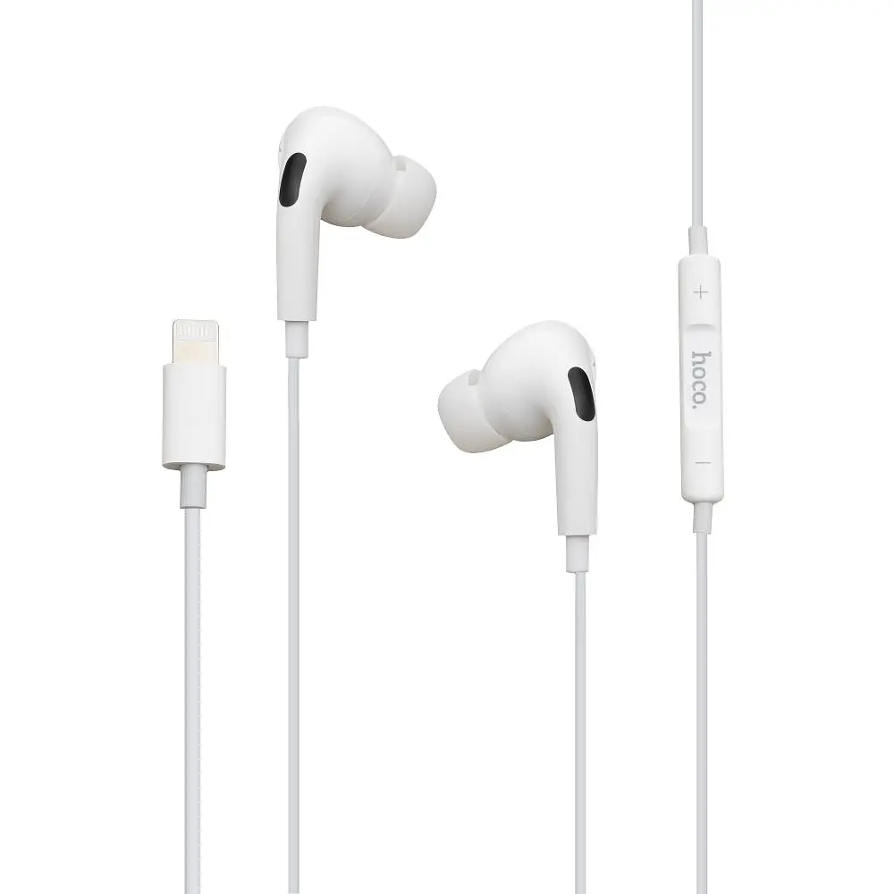 Проводные наушники Lightning Hoco M1 Pro вакуумные с микрофоном 1.2m White