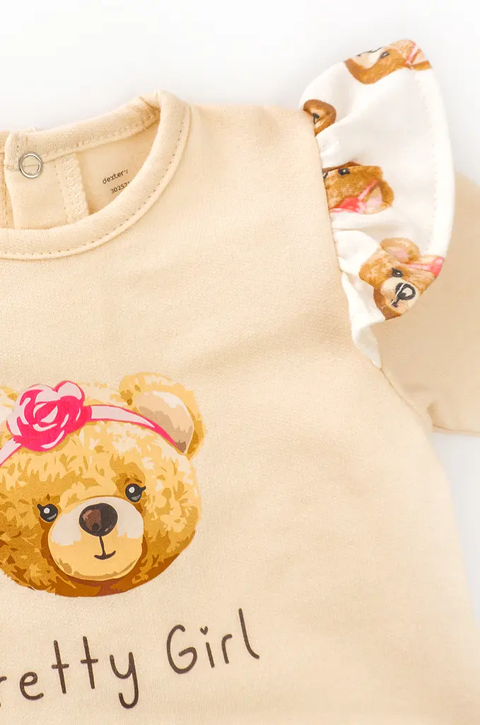 Комплект для дівчинки: боді, штанці та пов'язка Girl Bears двонитка з начосом - фото 5