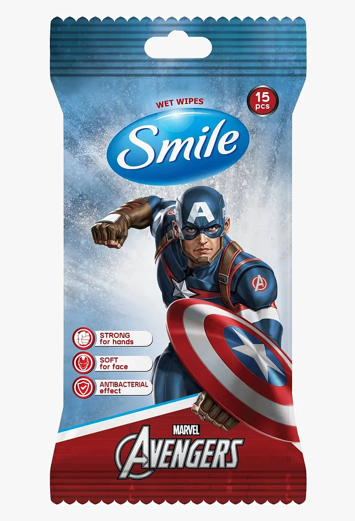 Серветка SMILE волога "MARVEL" MIX антибактеріальна, 15шт. - фото 3