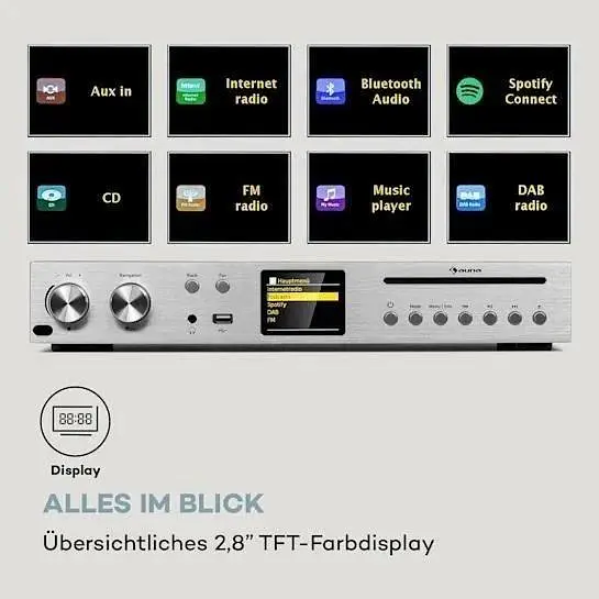 Підсилювач ресивер Auna HiFi CD Silver Star (10036446) - фото 5