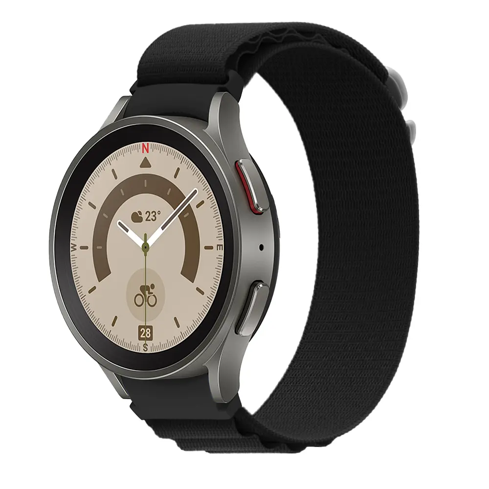 Ремешок для Samsung Galaxy Watch 5 Pro 45mm - черный Watchbands Cloth Wave ширина крепления 20мм нейлоновый (WB019-9063704) - фото 2