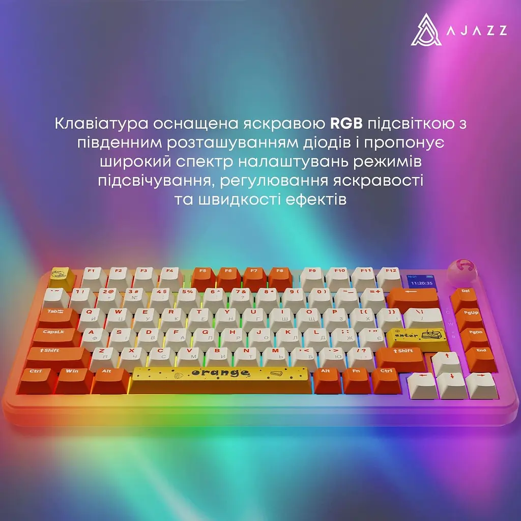 Клавіатура Ajazz AK820 MAX Avocado Switch Orange-White (AK820MAX-AS-OW) - фото 8