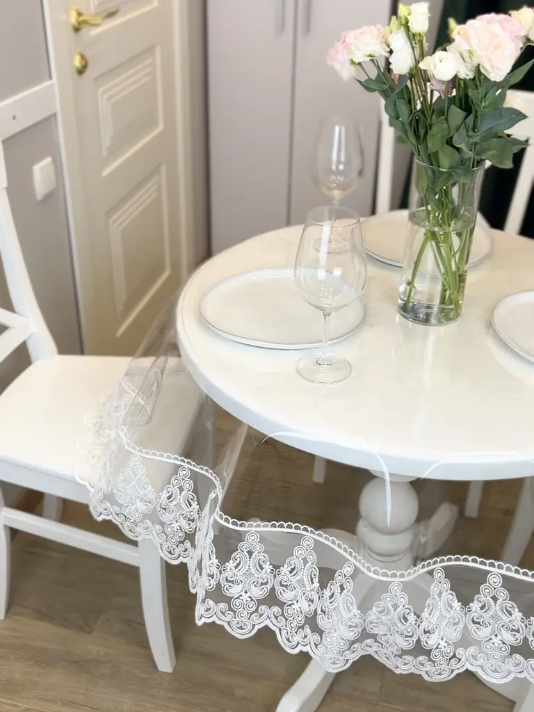 Силіконова скатертина з молочним мереживом Петек 15 см 170х140 см - фото 3