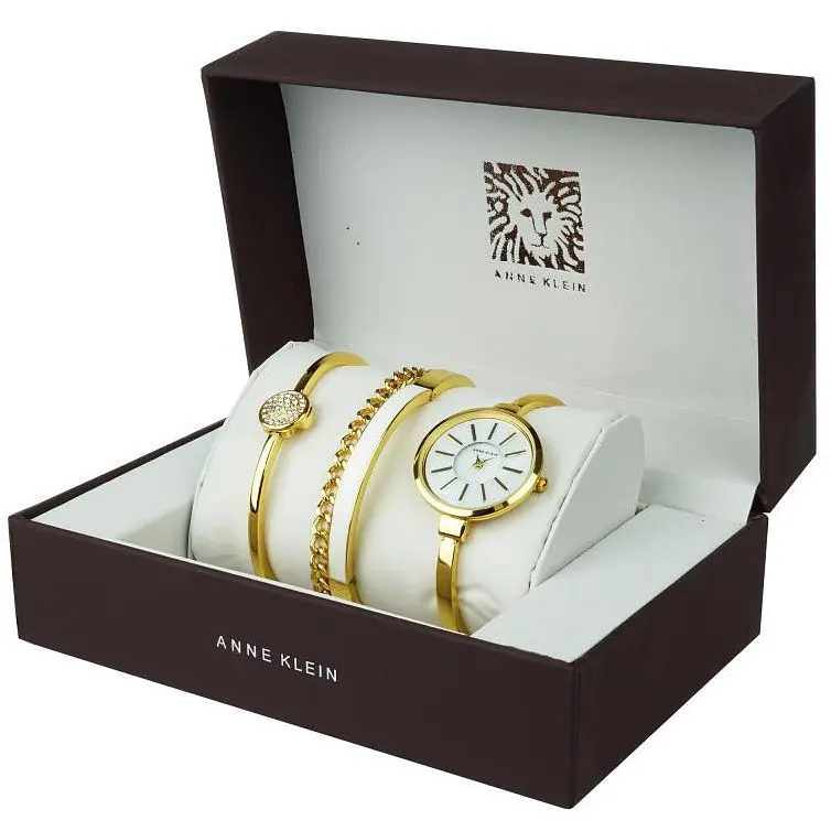 Годинник в подарунковій упаковці ANNE KLEIN, золото білий циферблат