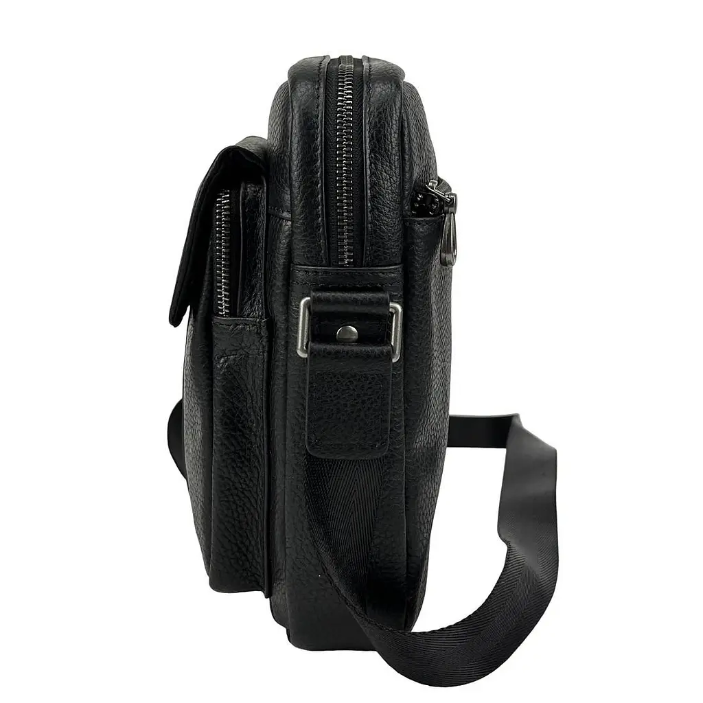 Чоловічий месенджер із м'якої шкіри Tiding Bag 1639A чорний - фото 4