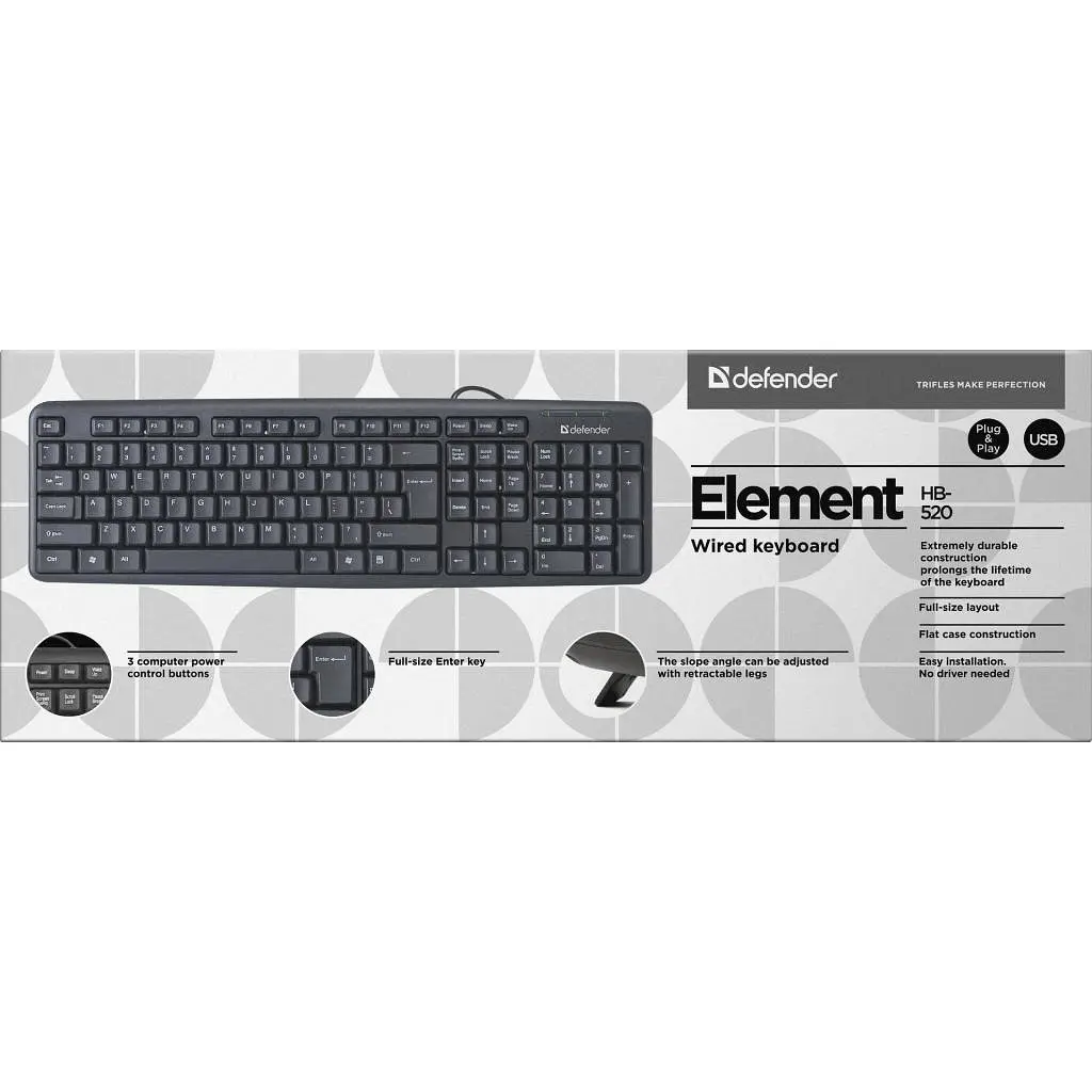 Клавіатура Defender Element HB-520 USB UKR Black (45529) - фото 3