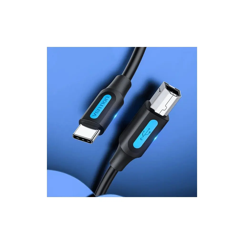 Кабель для принтера USB-C 2.0 to BM 1.5m 2A black Vention (CQUBG) - фото 2