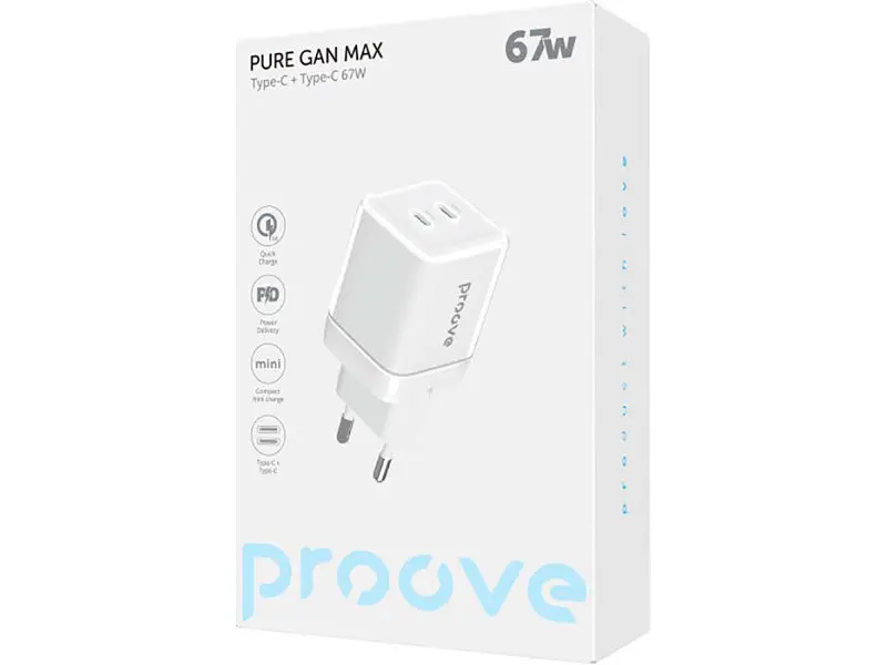 Мережевий зарядний пристрій Proove Pure 67 W GaN White (WCPU67022202) - фото 2