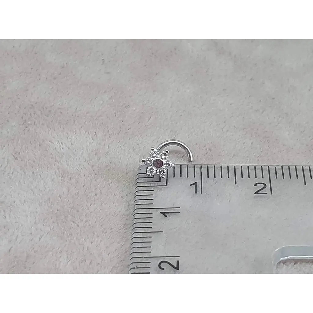 Золотая серьга-пирсинг Астор в нос Цветок с бриллиантами. 1122434Р_Б - фото 7