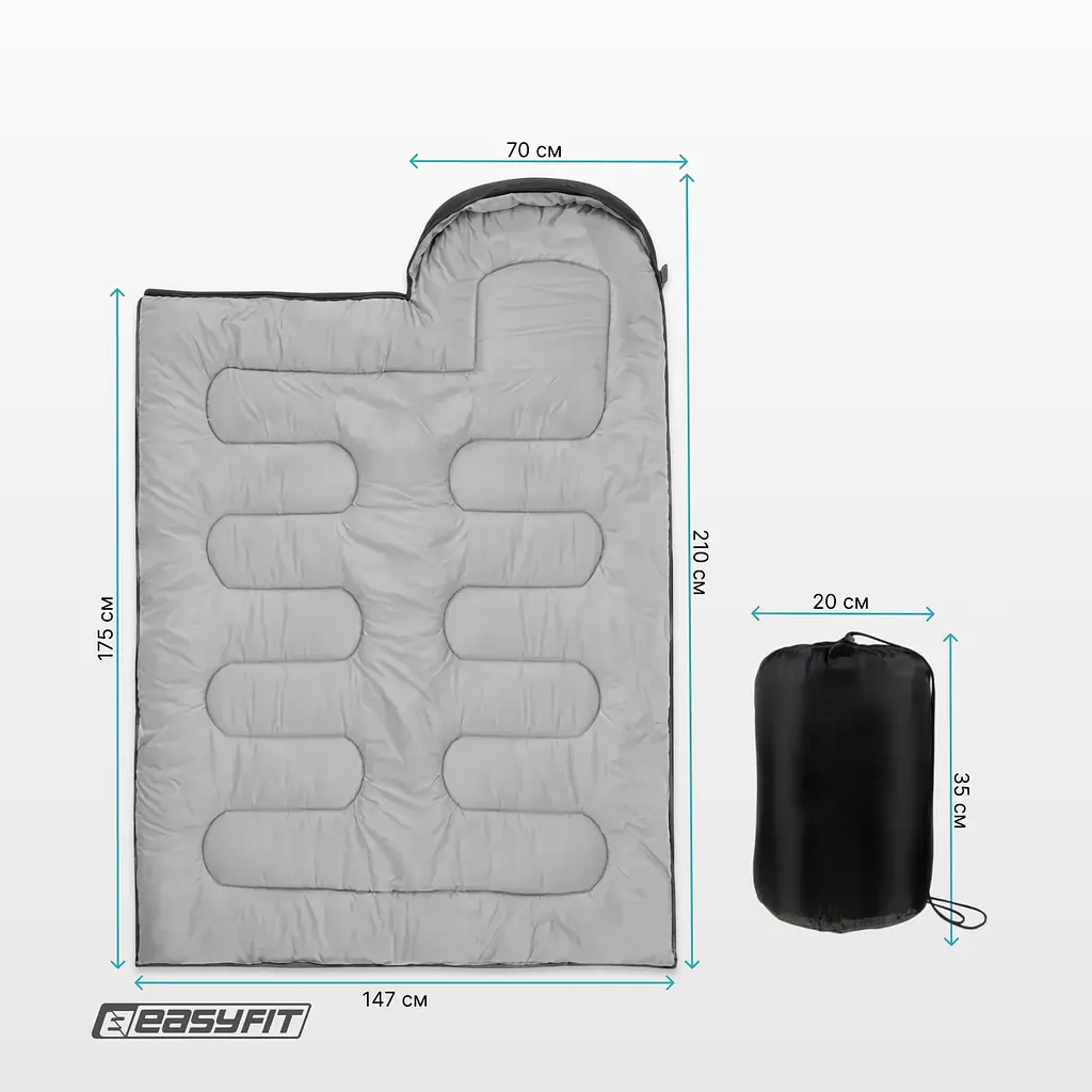 Спальник EasyFit Envelope з капюшоном - фото 3
