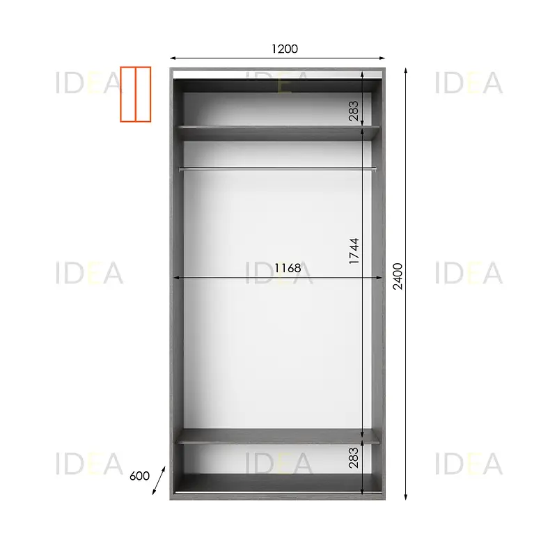 Шафа-купе Idea серія 8 120 x 60 x 240 см Венге темний - фото 2