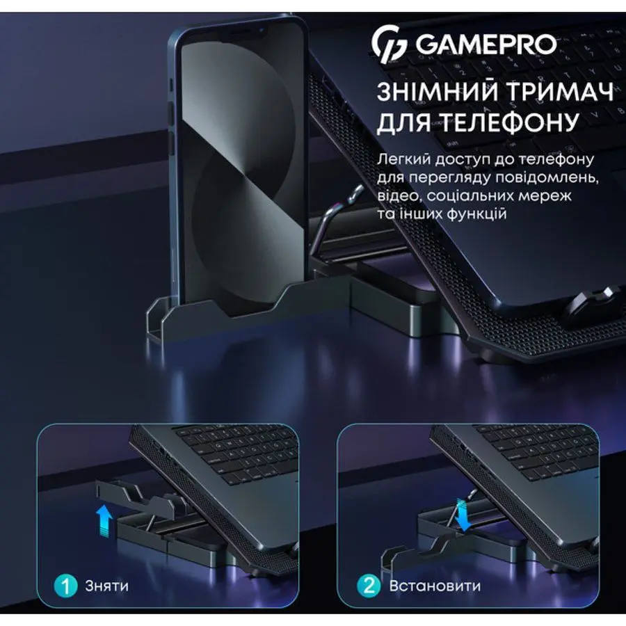 Охлаждающая подставка для ноутбука до 15,6 дюйма GamePro GPCP-350 2xfans - фото 6