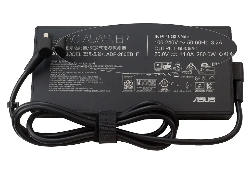 Блок живлення (зарядка) для ноутбука Asus 280W (20V 14А 6,0x3,7 мм) ADP-280EB F [ROG Logo] від Asus, 280W, 14A, 6,0ммx3,7мм - фото 2