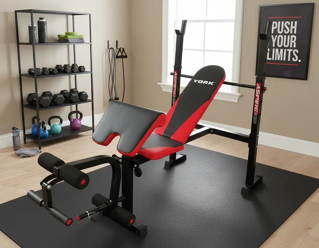 Лавка для жиму York Fitness ASPIRE 320 з стійкою для штанги та партою Скотта - фото 4