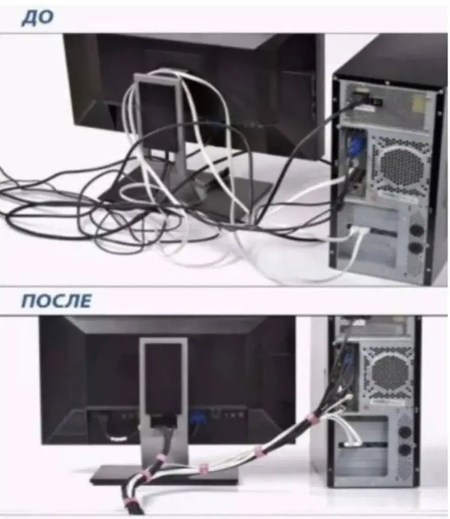 Органайзер кабелю Beus Pro стяжка липучка хомут для проводів 100 штук багаторазові Різнокольоровий - фото 7