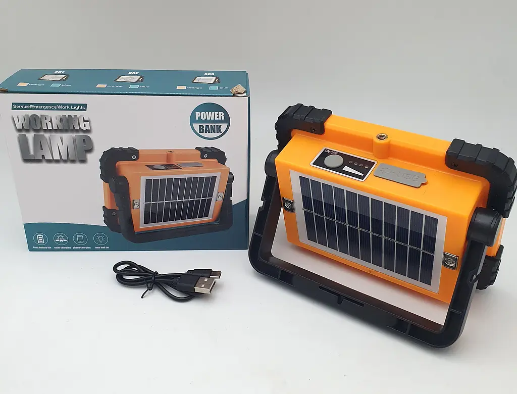 LED Прожектор 30W акумуляторний світлодіодний із сонячною батареєю та функцією Power Bank 3600mAh ліхтар 13х18см UKC 882 - фото 2