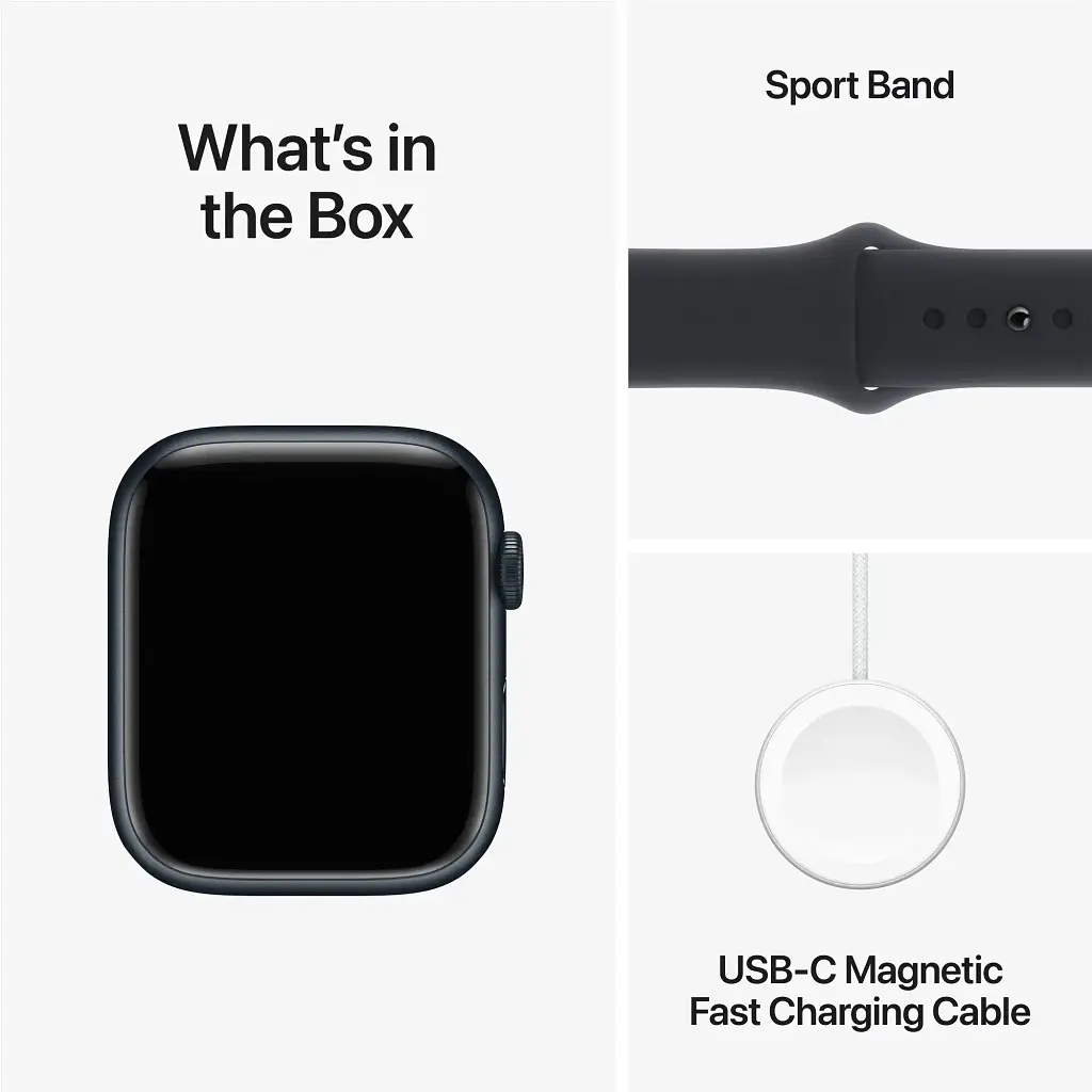 Смарт-часы Apple Watch Series 9 GPS 45mm Midnight Aluminum Case w. Midnight Sport Band - S/M (MR993QC/A) - фото 10