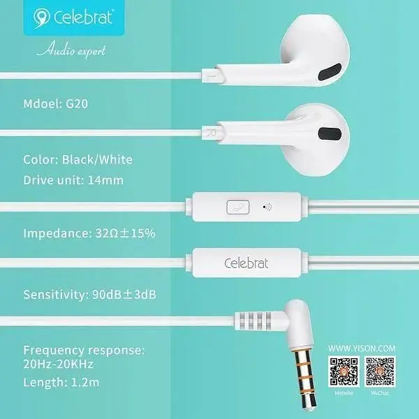 Навушники Celebrat G20 Wired Earphones Black - фото 3