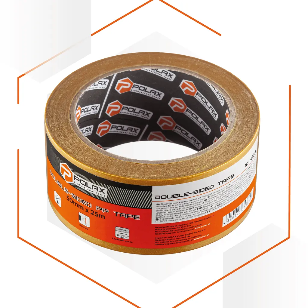 Скотч двосторонній Polax клейка стрічка на поліпропіленовій основі 50 мм х 25 м (101-003) - фото 2