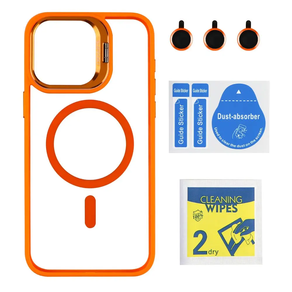 Чохол із підставкою MagSafe TPU PC Metal Stand Case Apple iPhone 15 Pro Max Orange - фото 2