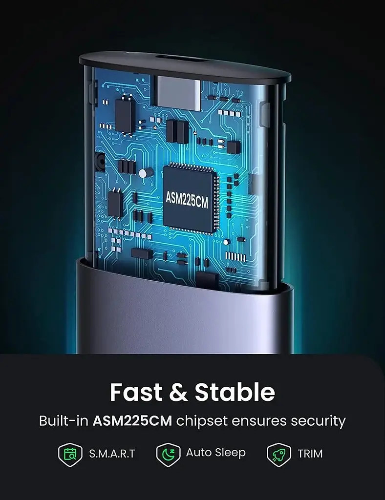 Зовнішня кишеня для накопичувача UGREEN USB-C to M.2 NGFF 5G Enclosure A TO C Cable 50cm (UGR-10903) - фото 3