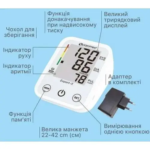 Тонометр Paramed Expert-X автоматический с адаптером Type-C на плечо - фото 5