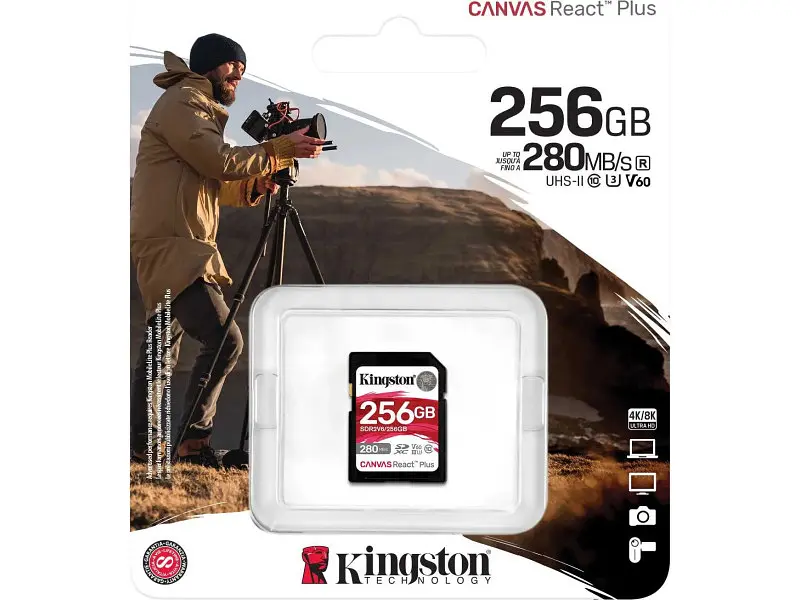 Карта пам'яті Kingston Canvas React Plus SDXC UHS-II U3 V60 Class 10 256 GB (SDR2V6/256GB) - фото 3