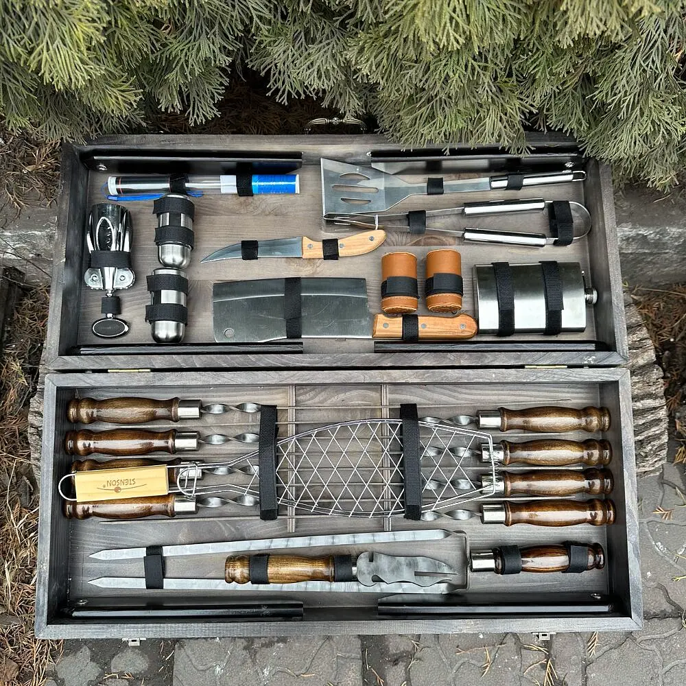 Подарунковий набір Mzavod Майстер Гриль кейс-столик темна текстура - фото 3