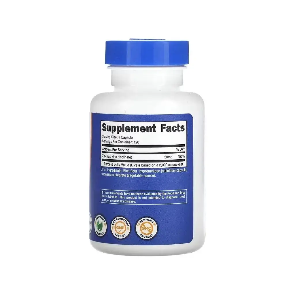 Вітамінно-мінеральний комплекс Nutricost Цинк піколінат, 50 мг, Zinc Picolinate, 120 капсул (NCS67148) - фото 2