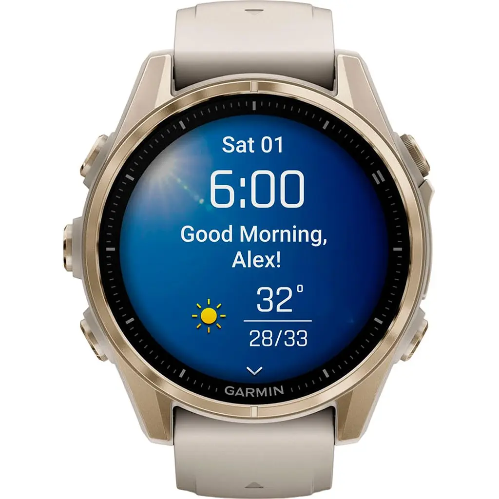 Смарт-годинник Garmin Fenix 8 AMOLED Sapphire 43mm Soft Gold with Fog Gray/Dark Sandstone Silicone Band (010-02903-10) [115093] - фото 2