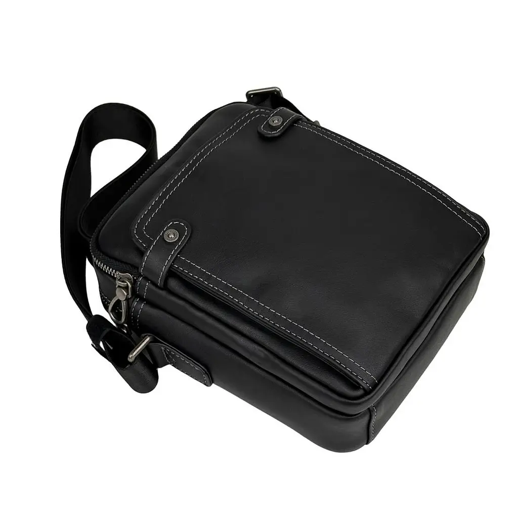 Сумка через плече чоловіча шкіряна Tiding Bag 8911A чорна - фото 7
