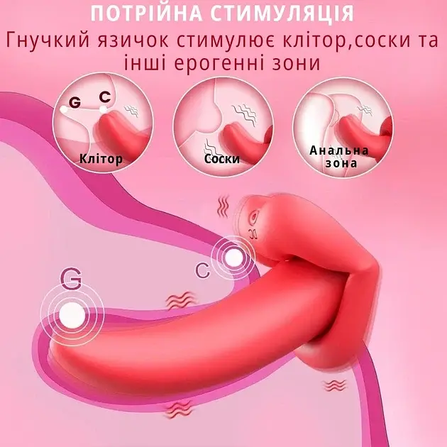 Вибратор-язычок I’MCUM LoveTongue 10 режимов вибрации Красный (IM-ZDB373) - фото 3