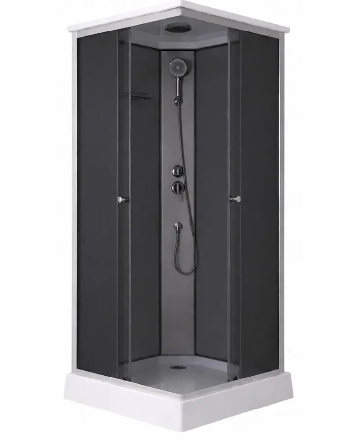 Душовий бокс Lidz Kubis SB90x90.SAT.LOW.GR, низький, скло тоноване 4 мм + стінки (LKSB9090SATLOWGR) - фото 2