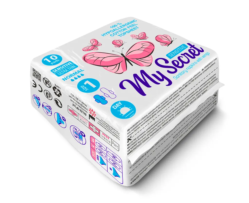 Гігієнічні прокладки з крильцями Ziaja My Secret Sensitive Normal Ultra Thin 10 щт. - фото 3